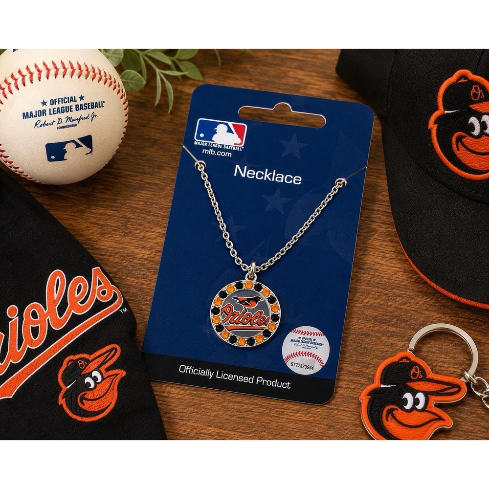 MLB Baltimore Orioles Rhinestone Pendant Necklace NOS Gift Idea Fan Wear - Picture 4 of 7
